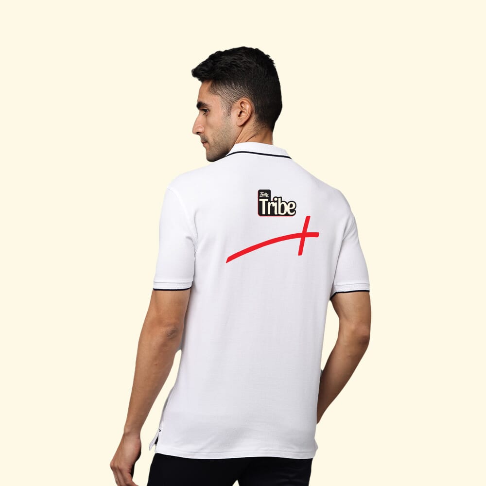 Greys&Blues Pima Collar T-Shirt-White with Black